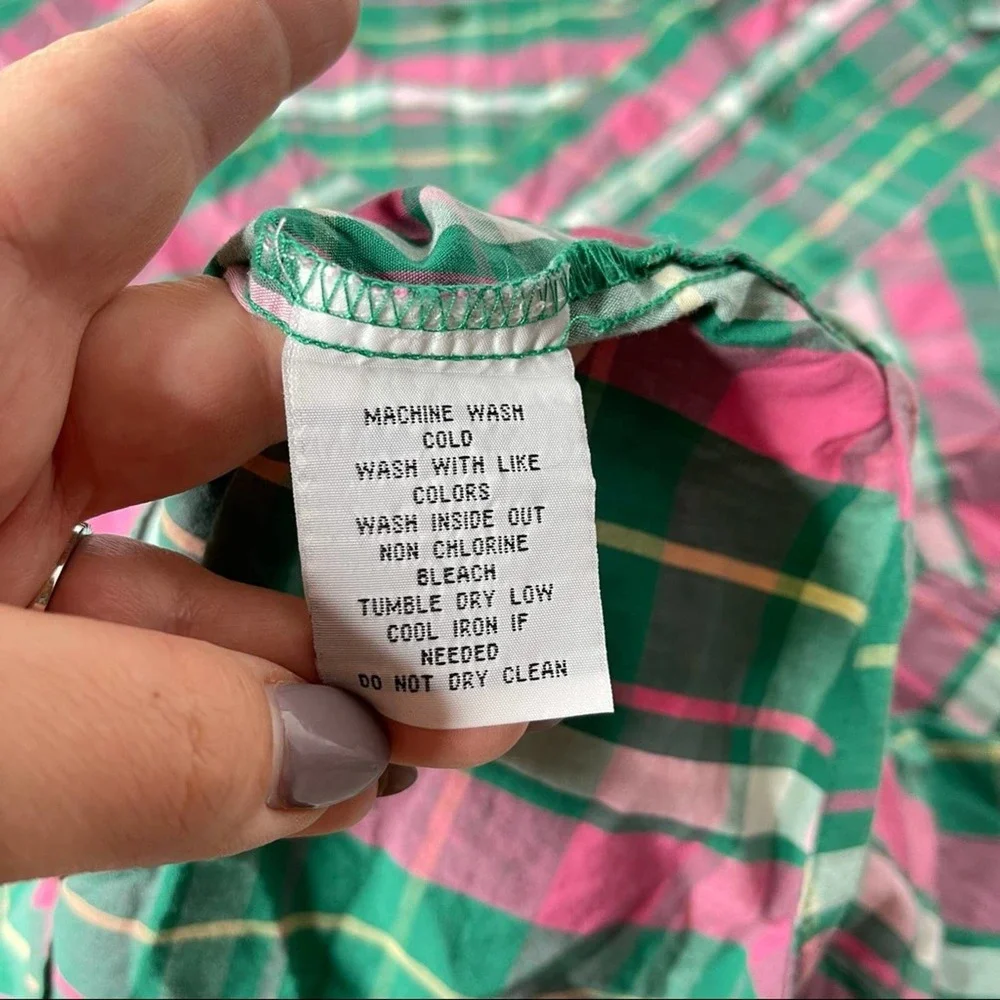 Vintage Pelle Pelle, Men’s Green and Pink Short Sleeve Button Shirt, 5X - Picture 10 of 10